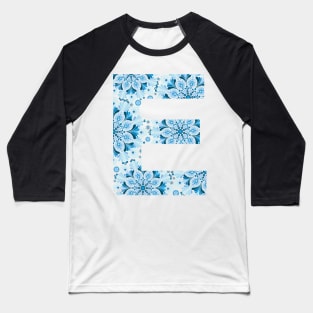 Dottillism Mandala Letter E Blue Baseball T-Shirt